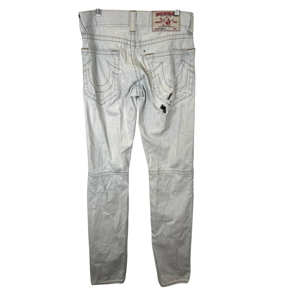 Y2K True Religion Section Moto Stone Jeans Size 30‎ Stone Wash Denim Biker Style
